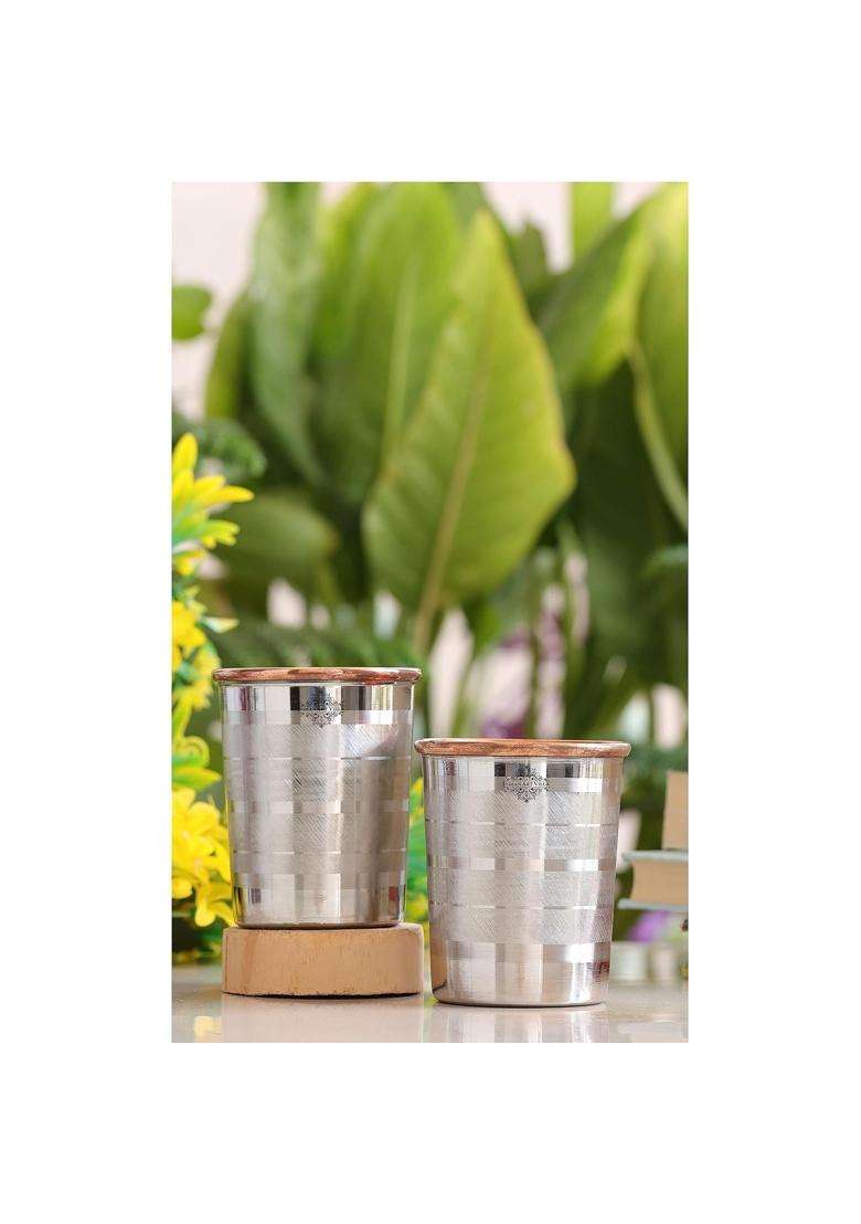 INDIAN ART VILLA Steel Copper Luxury Glass | 250 ml | 8.5 fl oz - Indya