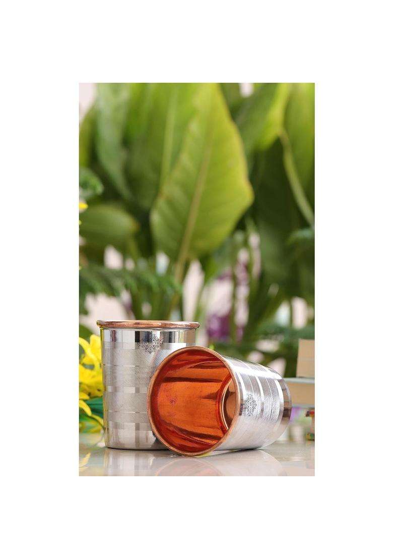 INDIAN ART VILLA Steel Copper Luxury Glass | 250 ml | 8.5 fl oz - Indya