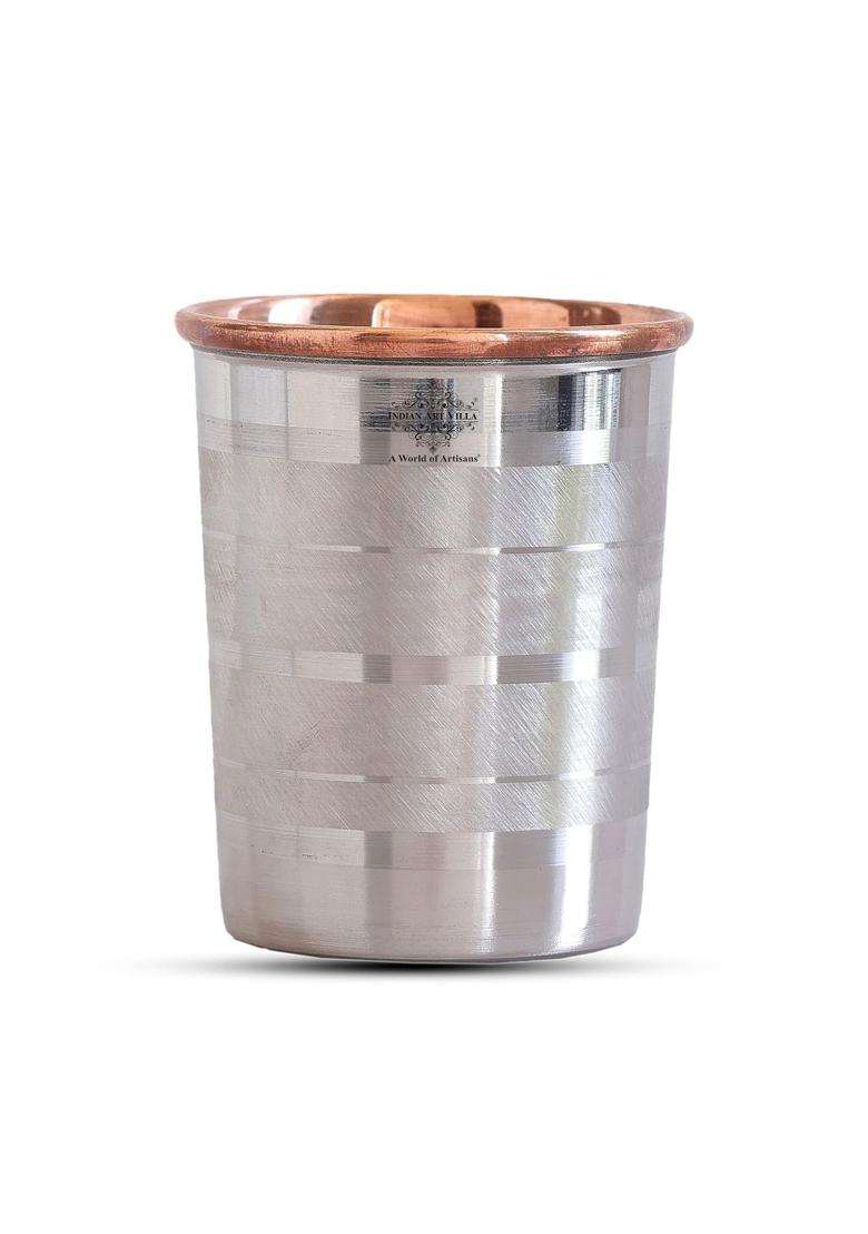 INDIAN ART VILLA Steel Copper Luxury Glass | 250 ml | 8.5 fl oz - Indya