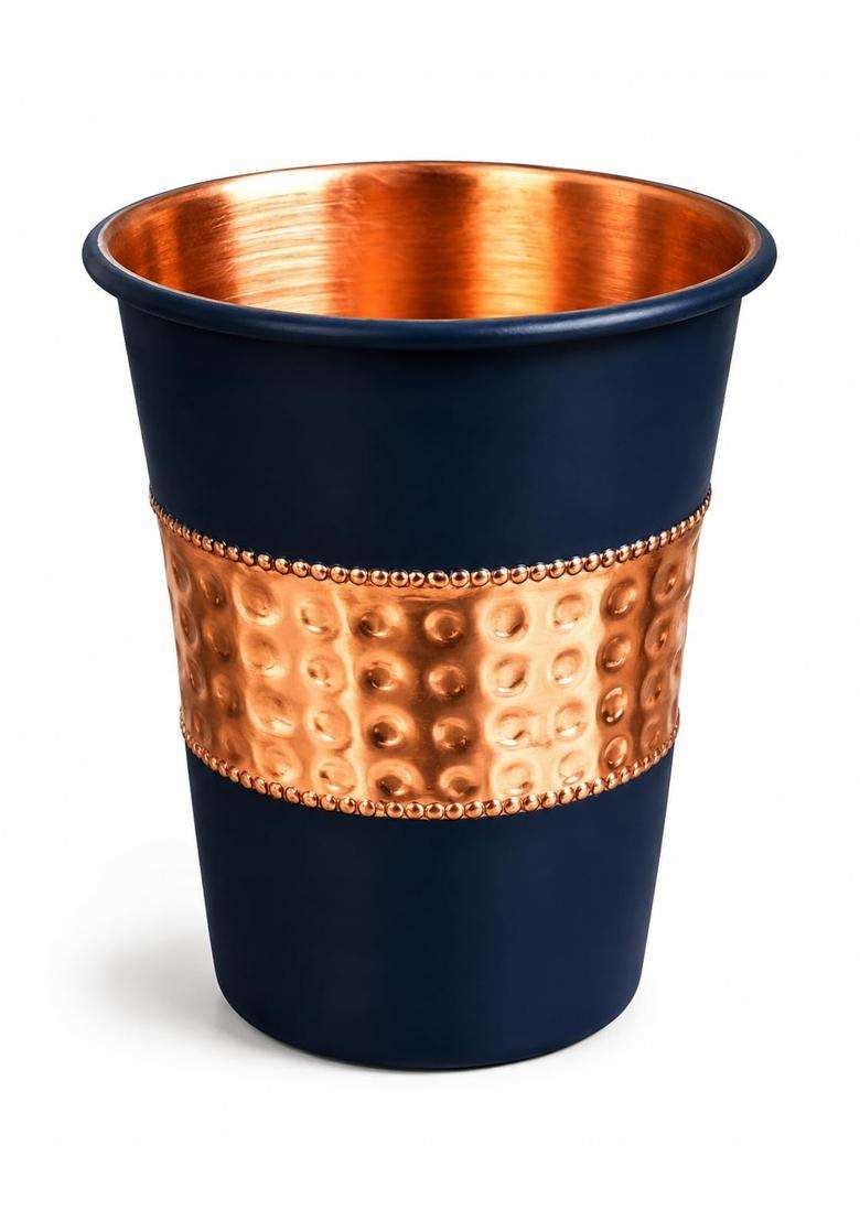 i2collections Hammered Pure Copper Water Glass | 300 ml | 10.1 fl oz | Handcrafted - Indya