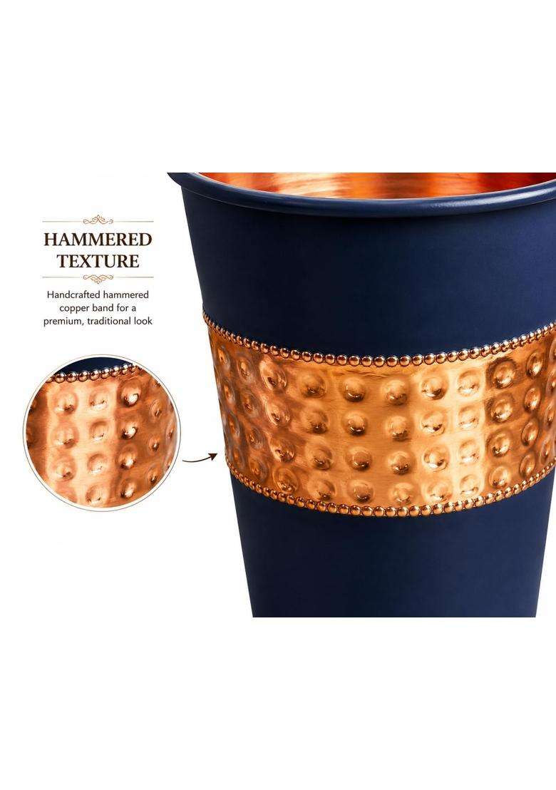 i2collections Hammered Pure Copper Water Glass | 300 ml | 10.1 fl oz | Handcrafted - Indya