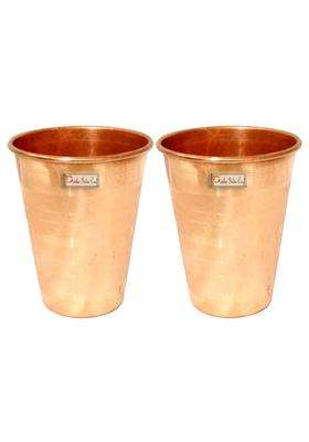 Prisha India Craft Pure Copper Glass Tumbler Luxury Design | 350 ml | 11.8 fl oz | 2-Piece Set
