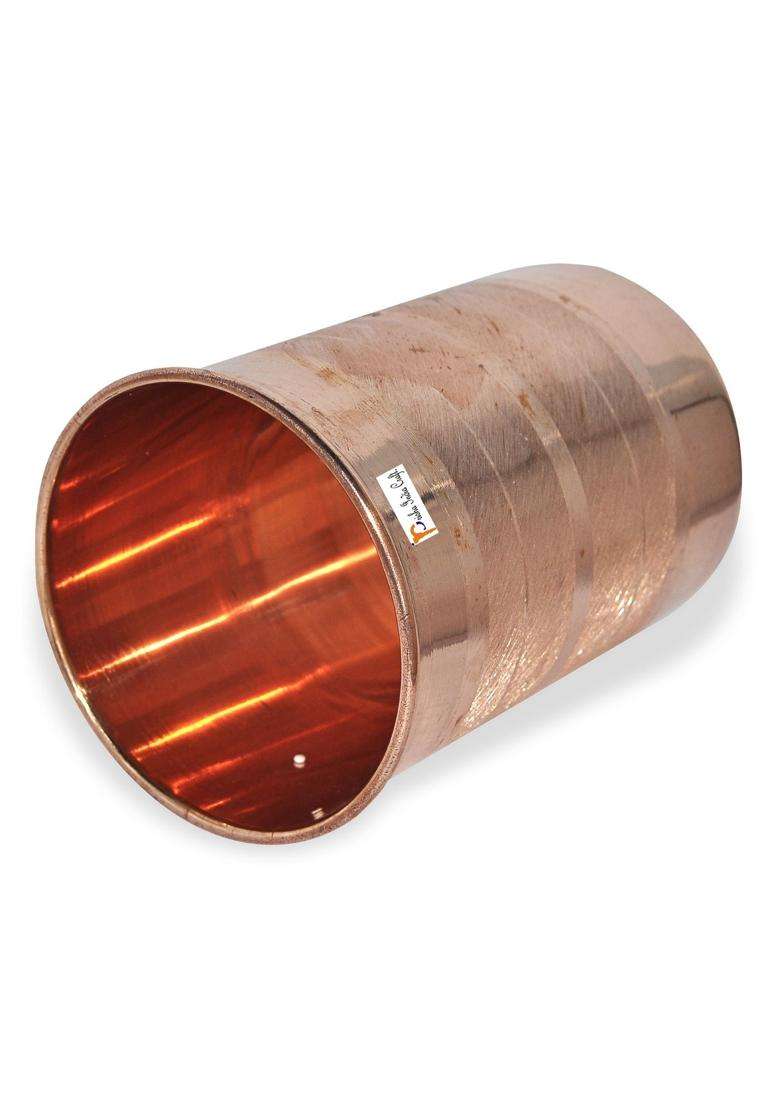 Prisha India Craft Luxury Design Copper Glass Tumbler | 300 ml | 10.1 fl oz | 6-Piece Set - Indya