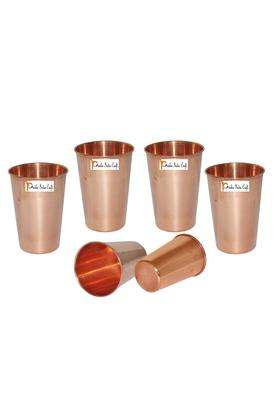 Prisha India Craft Prisha Pure Copper Water Tumbler | 6-Piece Set | Handcrafted