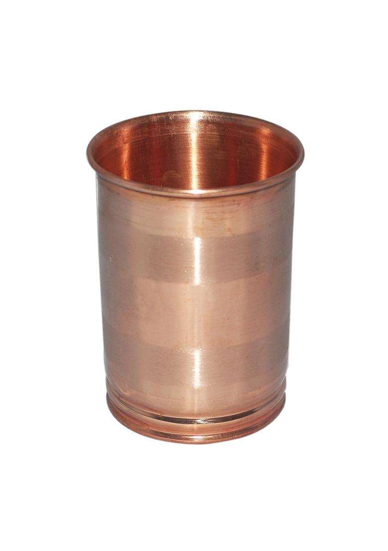 Prisha India Craft Handmade Copper Glass Silver Touch for Ayurveda Healing | 4-Piece Set - Indya