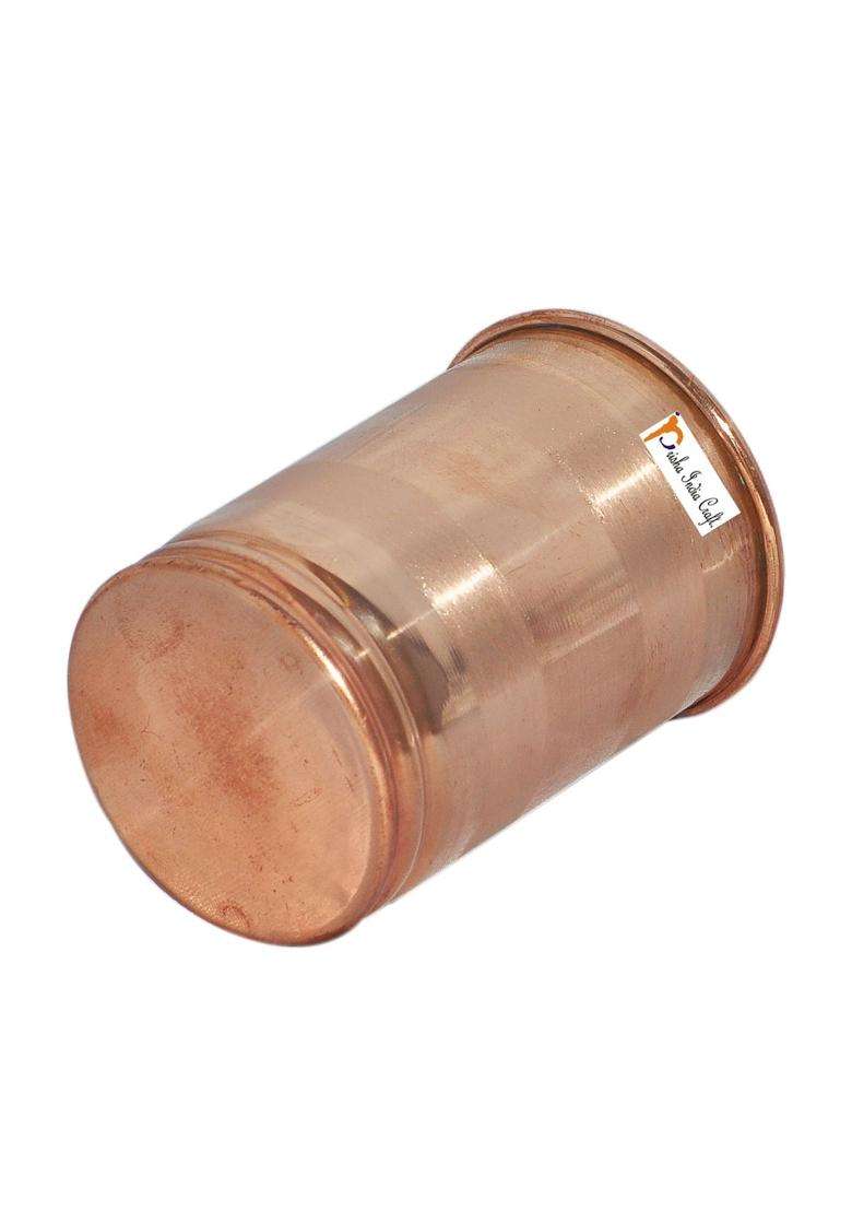 Prisha India Craft Pure Copper Glass Tumbler | 250 ml | 8.5 fl oz | 2-Piece Set - Indya