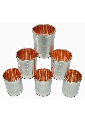 Copper-Master Pure Steel Copper Glass Tumbler Drinkware Serving Water with Copper Inside | 300 ml | 10.1 fl oz | 6-Piece Set