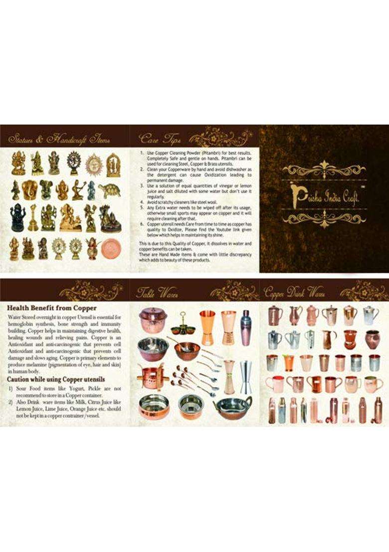 Prisha India Craft Embossed Design Pure Copper Glass Tumbler | 300 ml | 10.1 fl oz | 2-Piece Set - Indya