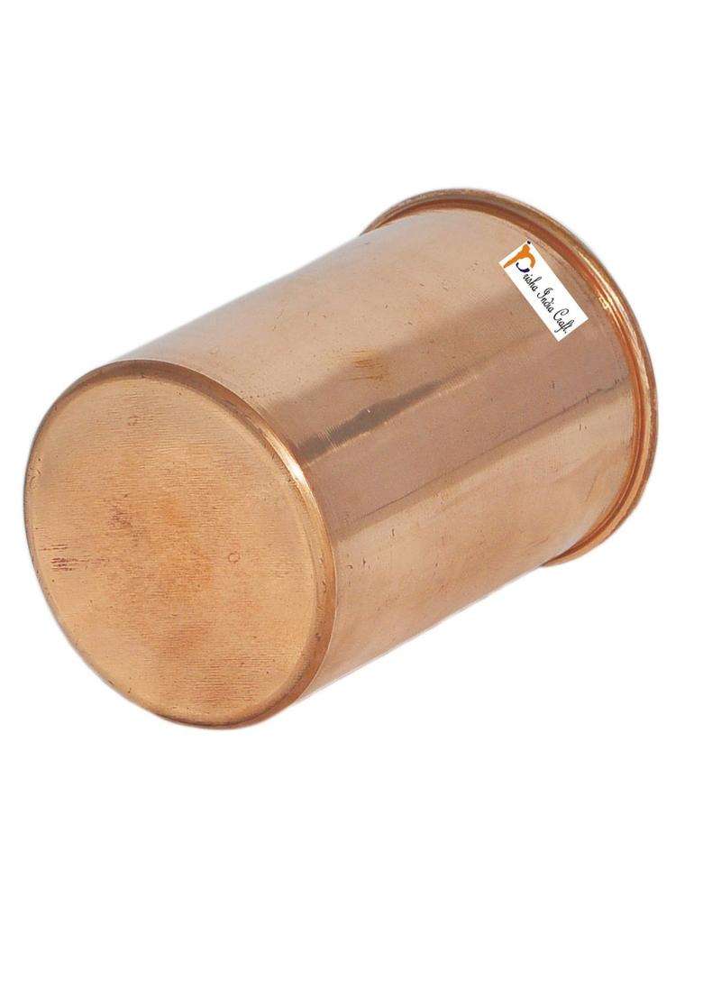 Prisha India Craft Drinking Copper Glass Tumbler Handmade Water Glasses | 200 ml | 6.8 fl oz | 4-Piece Set - Indya