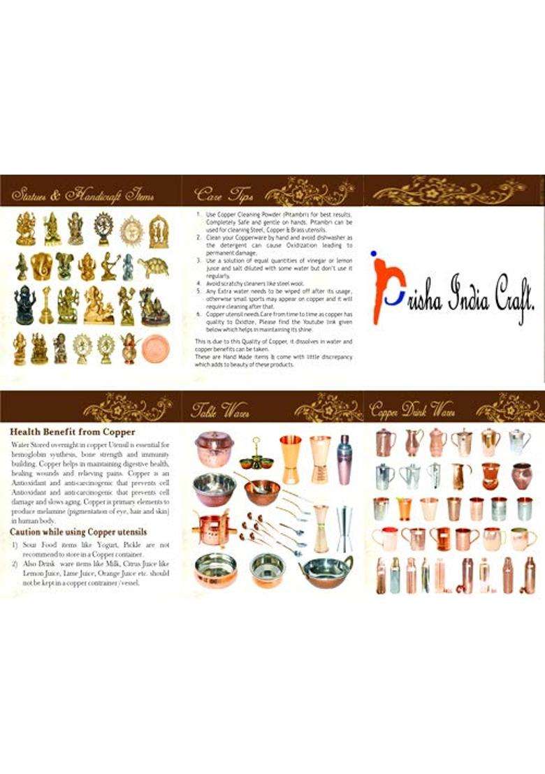 Prisha India Craft Drinking Copper Glass Tumbler Handmade Water Glasses | 200 ml | 6.8 fl oz | 4-Piece Set - Indya