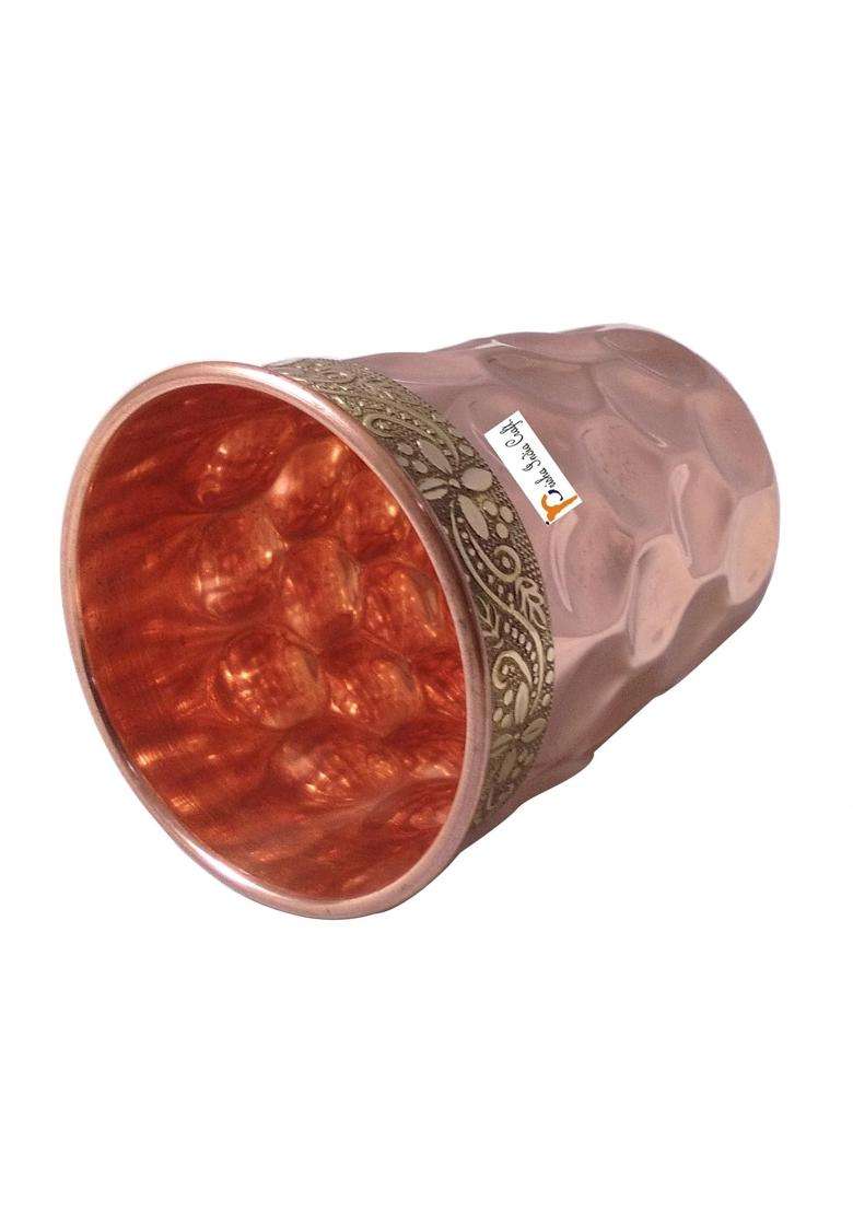 Prisha India Craft Handmade Water Glass Copper Tumbler | 3-Piece Set - Indya