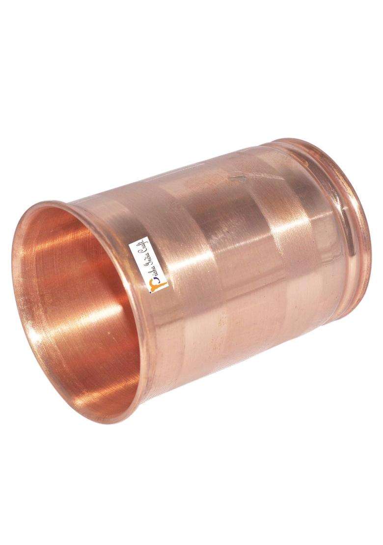 Prisha India Craft Pure Copper Glass Tumbler | 250 ml | 8.5 fl oz | 4-Piece Set - Indya