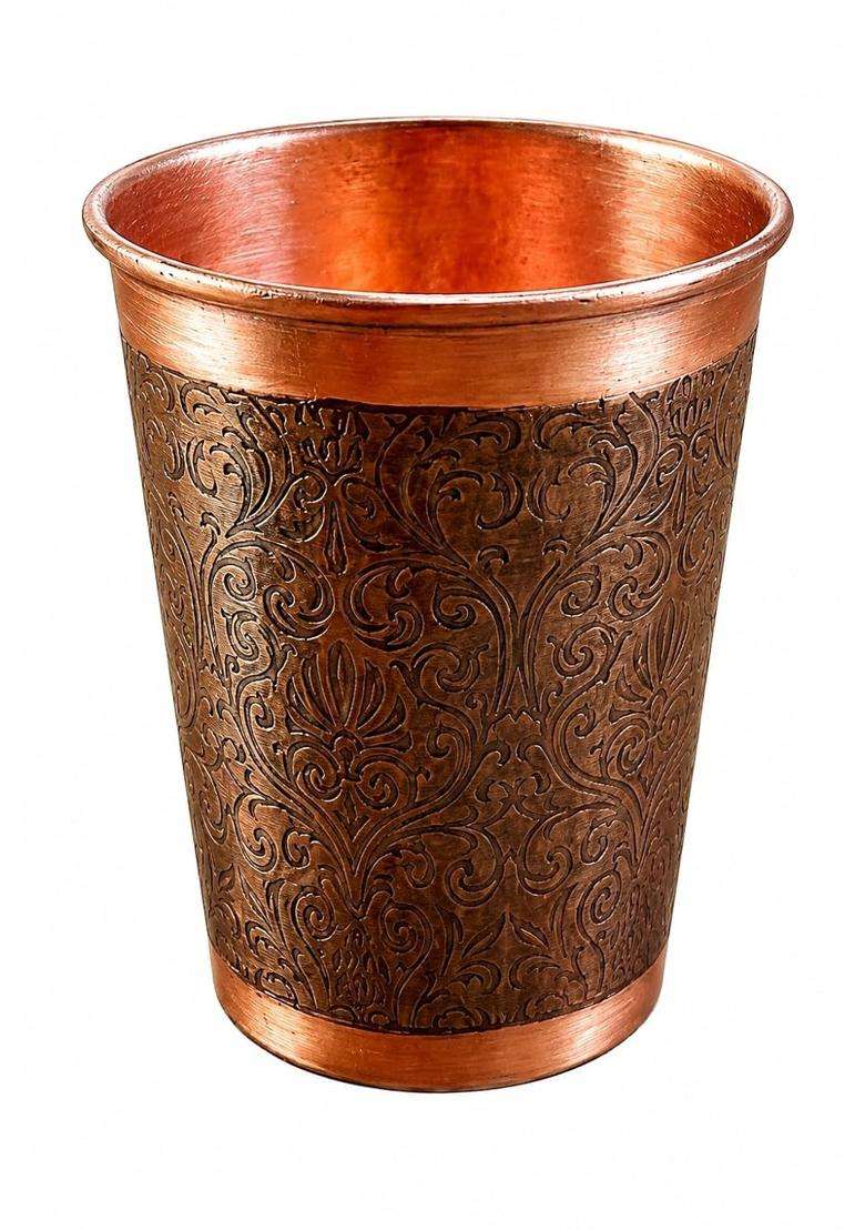 i2collections Pure Copper Etched Mini Shot Glass | 200 ml | 6.8 fl oz | 6.5 cm | 2.6 Inch | Handcrafted - Indya