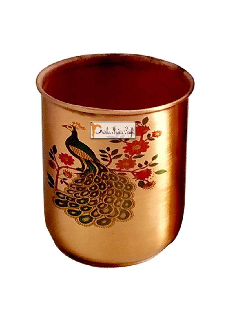 Prisha India Craft Pure Copper Water Glasses Tumblers | 300 ml | 10.1 fl oz | 2-Piece Set - Indya