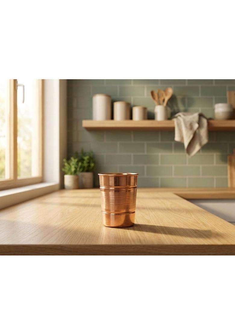 Desi Dhatu Pure Copper Tamba Drinking Glass | 2-Piece Set - Indya