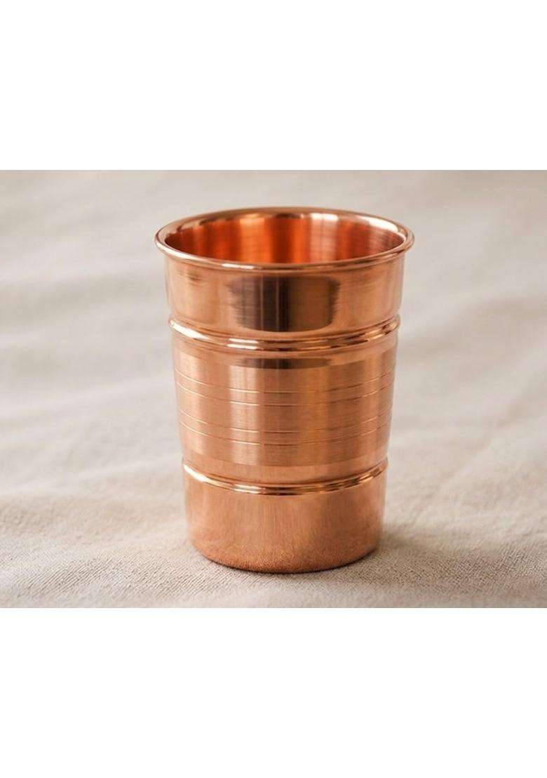 Desi Dhatu Pure Copper Tamba Drinking Glass | 2-Piece Set - Indya