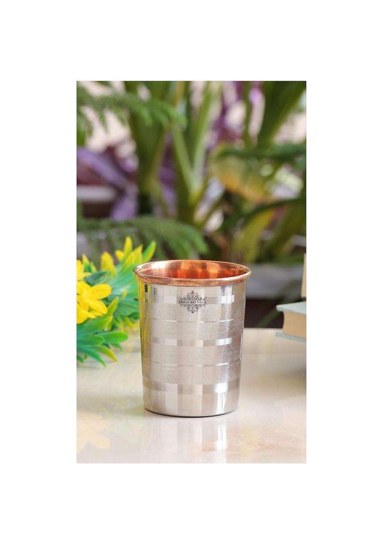 INDIAN ART VILLA Copper Steel Glass Tumbler | 250 ml | 8.5 fl oz - Indya