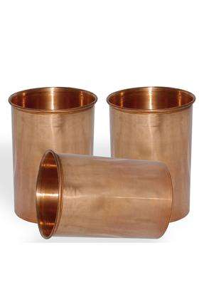 Prisha India Craft Small Handmade Copper Drinking Tumbler | 3-Piece Set