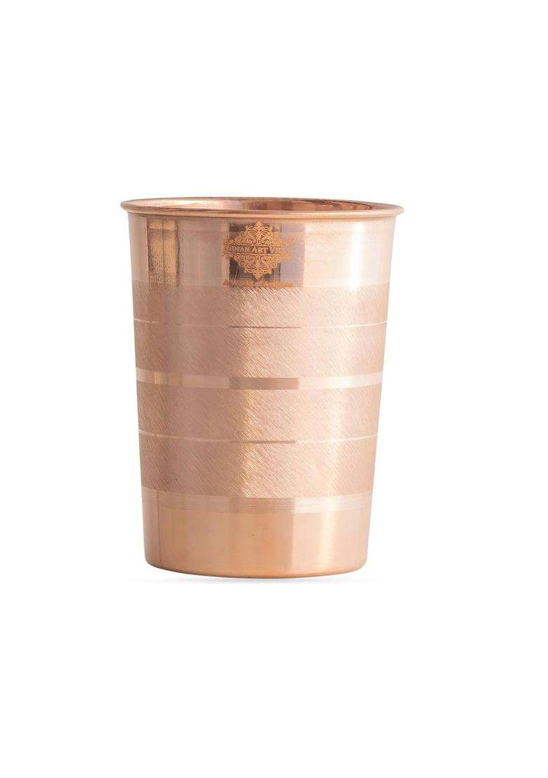 INDIAN ART VILLA Copper Glass Tumbler | 300 ml | 10.1 fl oz - Indya