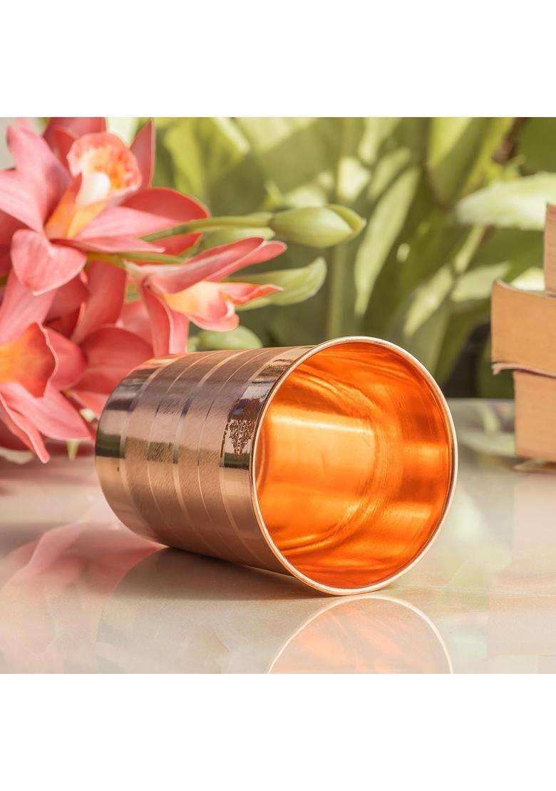 INDIAN ART VILLA Copper Glass Tumbler | 300 ml | 10.1 fl oz - Indya