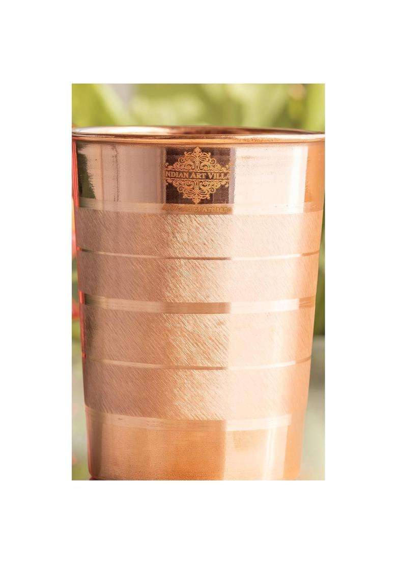 INDIAN ART VILLA Copper Glass Tumbler | 300 ml | 10.1 fl oz - Indya