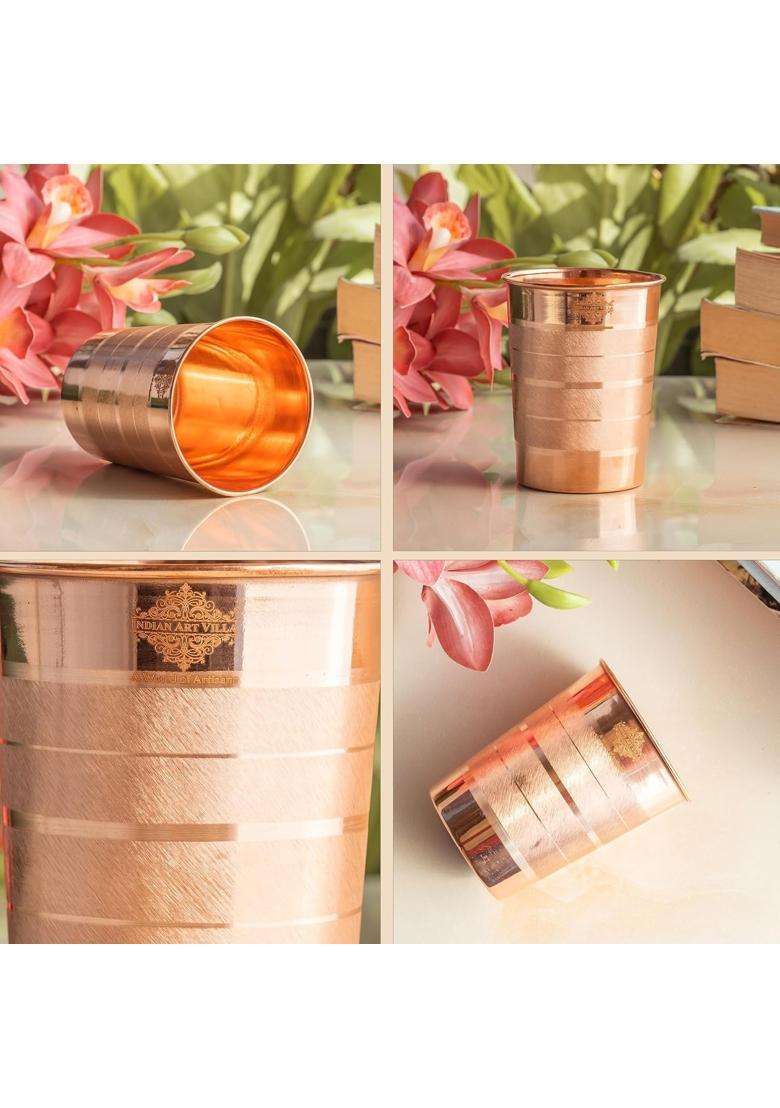 INDIAN ART VILLA Copper Glass Tumbler | 300 ml | 10.1 fl oz - Indya