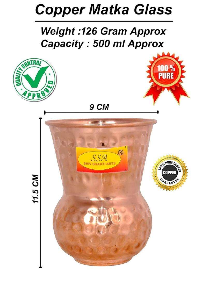 SHIV SHAKTI ARTS Pure Copper Glass Tumbler | 500 ml | 16.9 fl oz - Indya