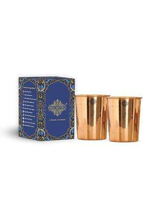 INDIAN ART VILLA Copper Glass Tumbler Cup | 300 ml | 10.1 fl oz | 2-Piece Set