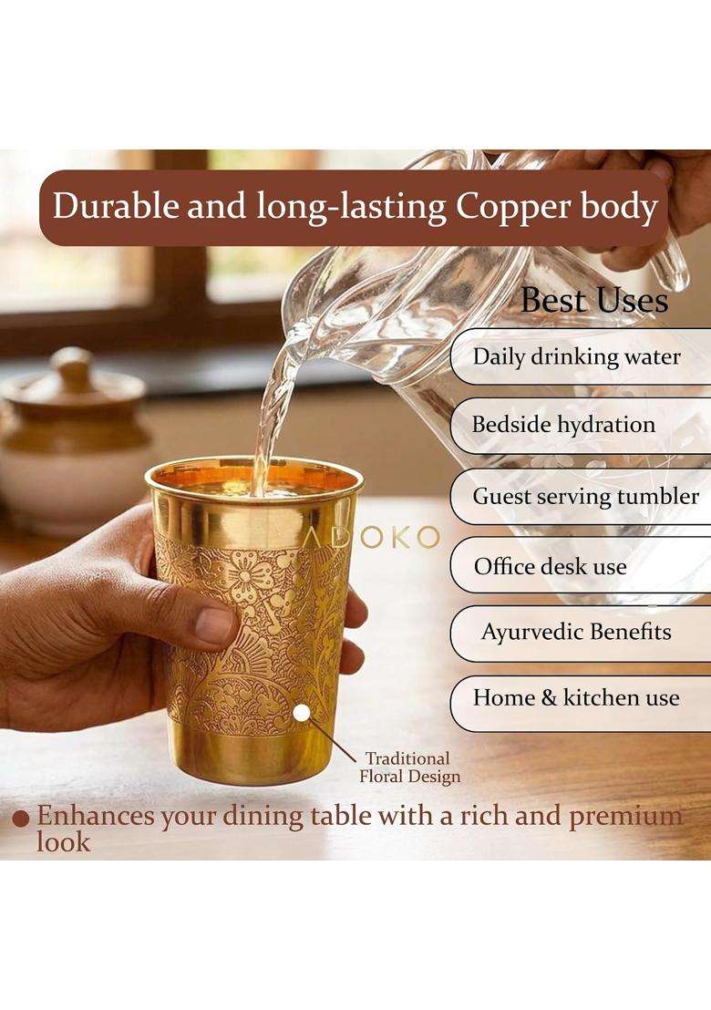 Adoko Pure Copper Tumbler | 300 ml | 10.1 fl oz - Indya