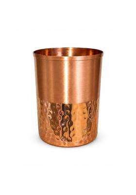 AANYA HOME CRAFT Aanya Homecraft Copper Glass Half Hammered | 400 ml | 13.5 fl oz | 10 cm | 3.9 Inch