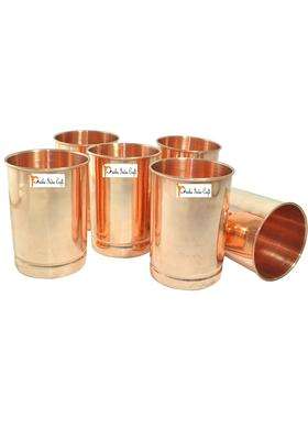 Prisha India Craft Copper Glass Tumbler Cup | 300 ml | 10.1 fl oz | 6-Piece Set