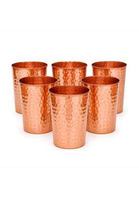 AANYA HOME CRAFT Aanaya Homecraft Hammered Copper Drinking Glasses | 400 ml | 13.5 fl oz | 6-Piece Set