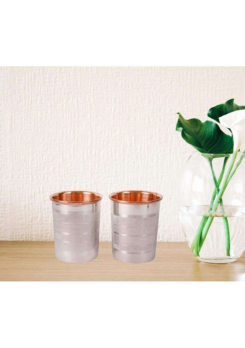 JAIPUR ACE Copper Glass Water Tumbler | 300 ml | 10.1 fl oz | 2-Piece Set - Indya