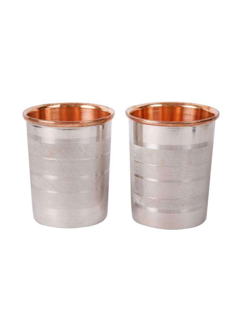 JAIPUR ACE Copper Glass Water Tumbler | 300 ml | 10.1 fl oz | 2-Piece Set - Indya