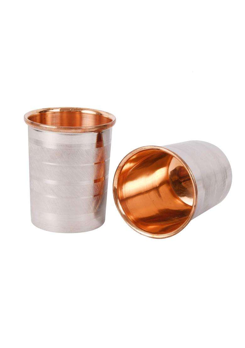 JAIPUR ACE Copper Glass Water Tumbler | 300 ml | 10.1 fl oz | 2-Piece Set - Indya