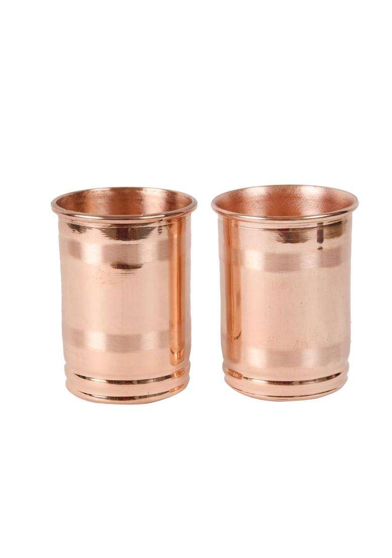 JAIPUR ACE Copper Glass Water Tumbler | 300 ml | 10.1 fl oz | 2-Piece Set - Indya