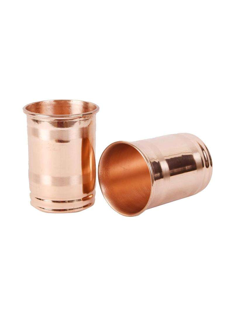 JAIPUR ACE Copper Glass Water Tumbler | 300 ml | 10.1 fl oz | 2-Piece Set - Indya
