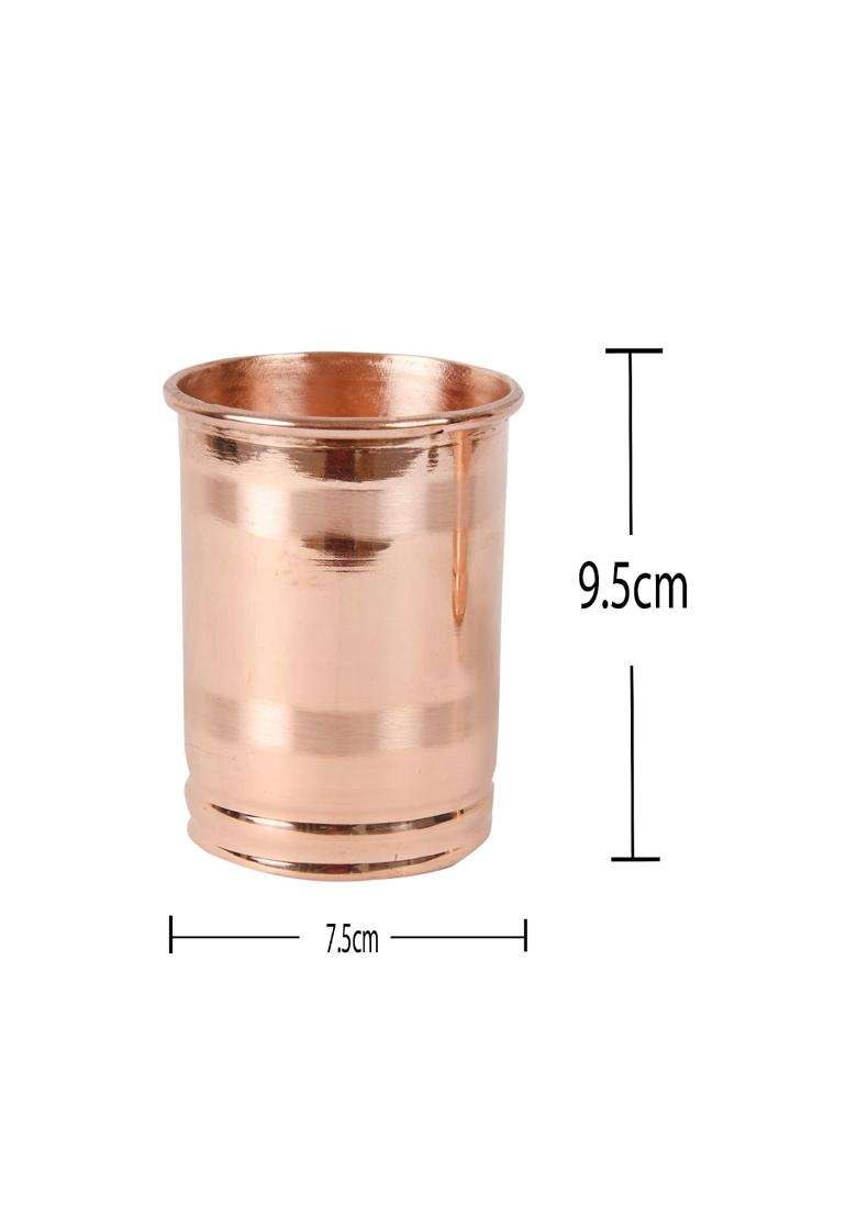 JAIPUR ACE Copper Glass Water Tumbler | 300 ml | 10.1 fl oz | 2-Piece Set - Indya