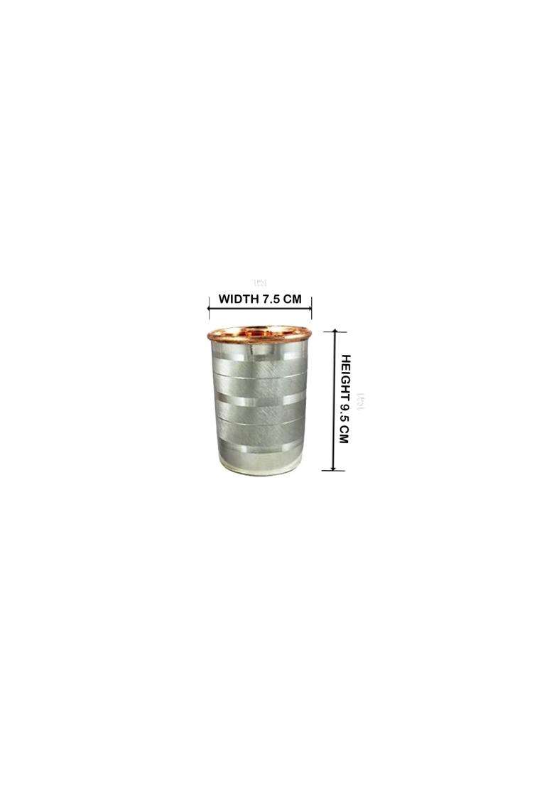 Copper-Master Pure Copper Steel Glass Tumbler Drinkware with Copper Inside and Steel Outside | 300 ml | 10.1 fl oz | 2-Piece Set - Indya