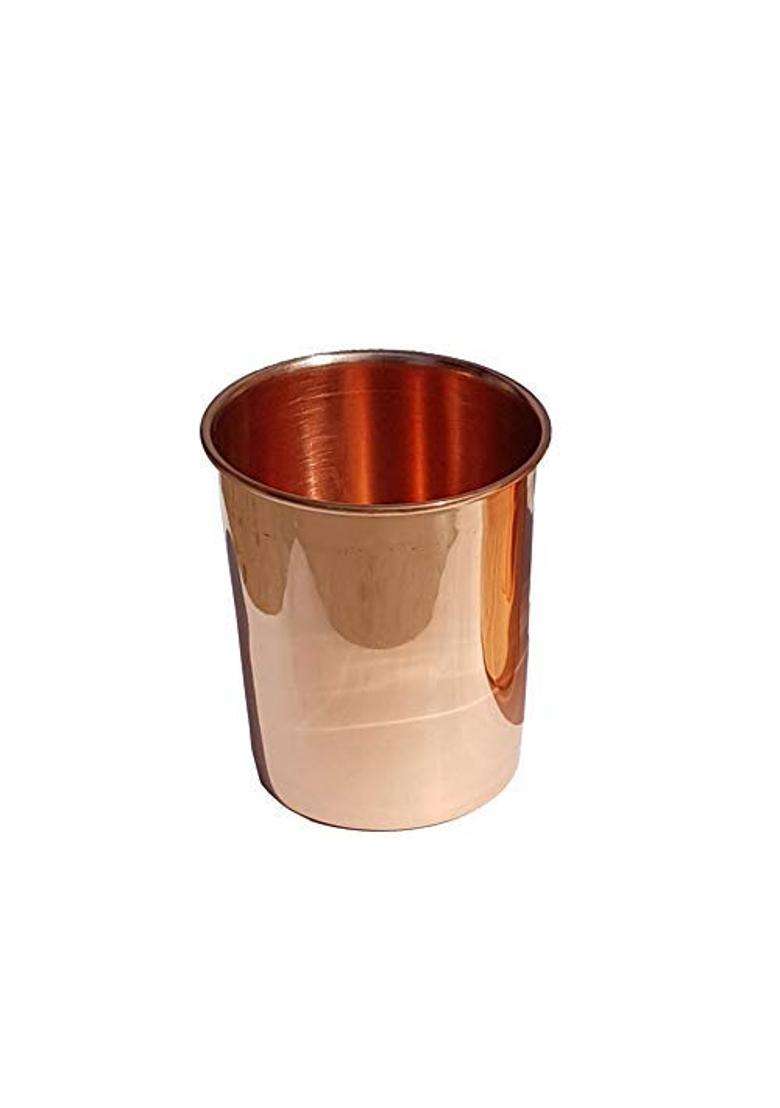 Pure Source India Pure Copper Glass Plain Design Tumbler Cup for Water Storage | 300 ml | 10.1 fl oz - Indya
