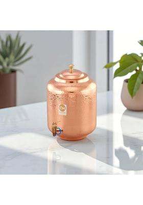Copper-Master Pure Copper Water Dispenser Hammered Matka Clay Water Pot | 5 L | 5.3 Qt | Leak Proof