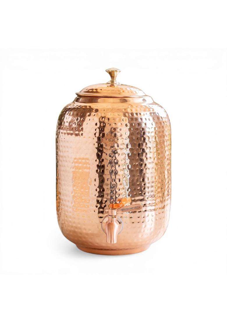 INDIAN ART VILLA Copper Water Dispenser Container Pot | 4 L | 4.2 Qt - Indya