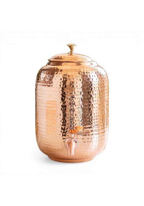 INDIAN ART VILLA Copper Water Dispenser Container Pot | 4 L | 4.2 Qt