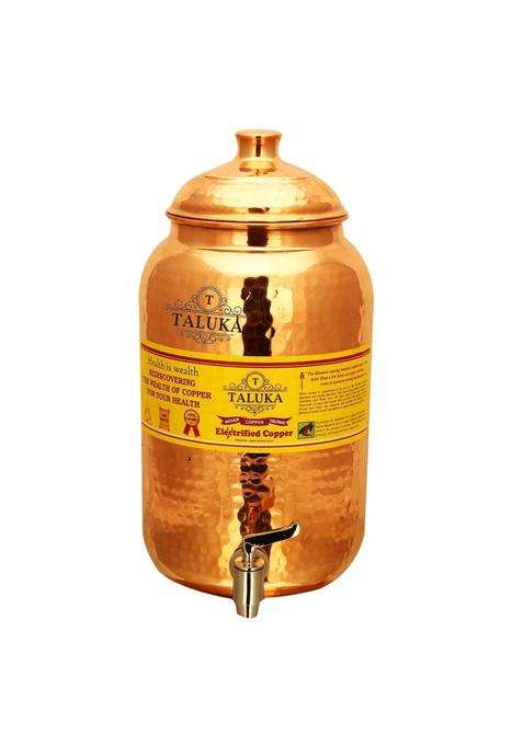 Taluka With T Logo Taluka Hammered Copper Water Dispenser | 5 L | 5.3 Qt | Leak Proof