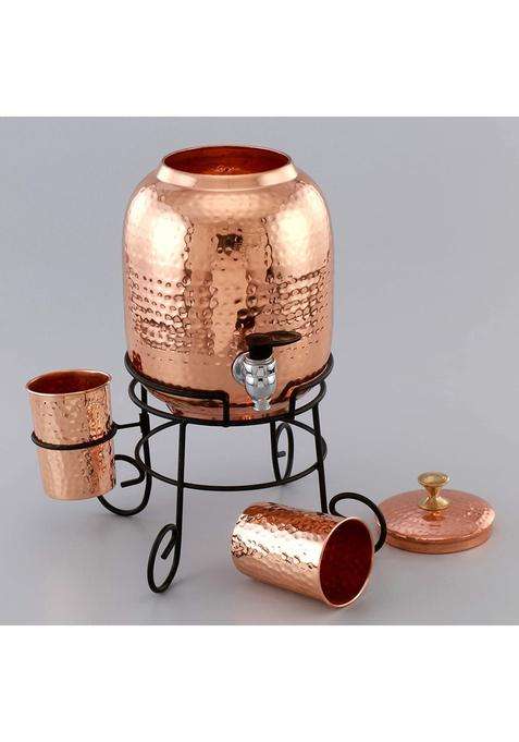 R Ayurveda Copper Hammered Copper Water Dispenser | 5 L | 5.3 Qt