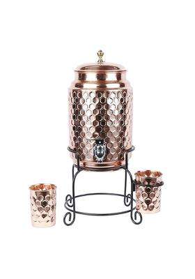 R Ayurveda Copper Hammered Copper Water Dispenser | 5 L | 5.3 Qt