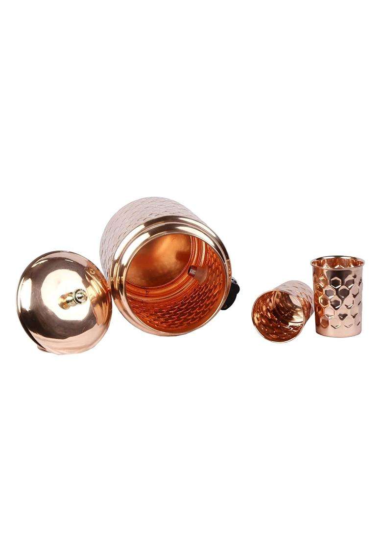 R Ayurveda Copper Hammered Copper Water Dispenser | 5 L | 5.3 Qt - Indya