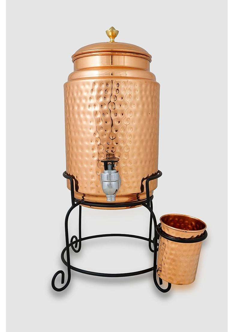 R Ayurveda Copper Hammered Copper Water Container | 5 L | 5.3 Qt - Indya