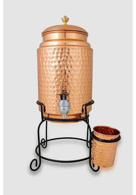 R Ayurveda Copper Hammered Copper Water Container | 5 L | 5.3 Qt