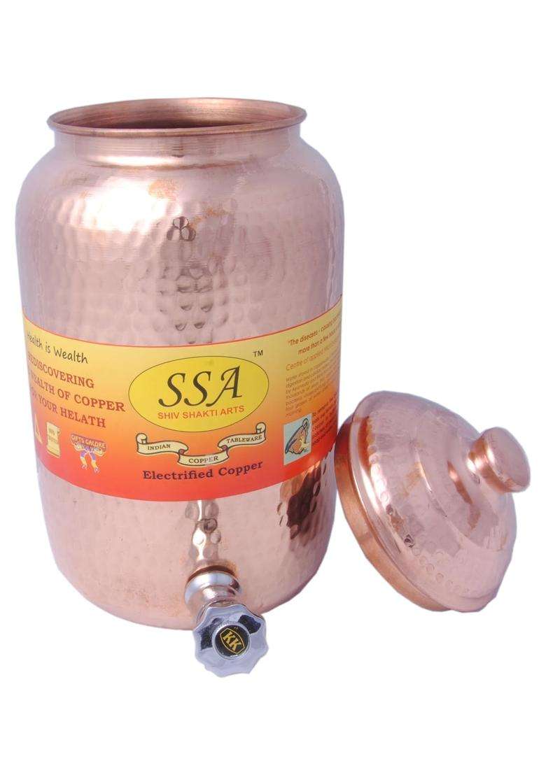 SHIV SHAKTI ARTS Pure Copper Water Pot Matka Container Capacity | 4500 ml | 152.2 fl oz - Indya